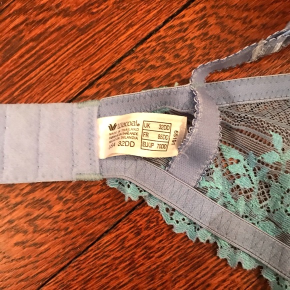 Wacoal Lace Bra in Gray and Mint - Picture 3 of 5